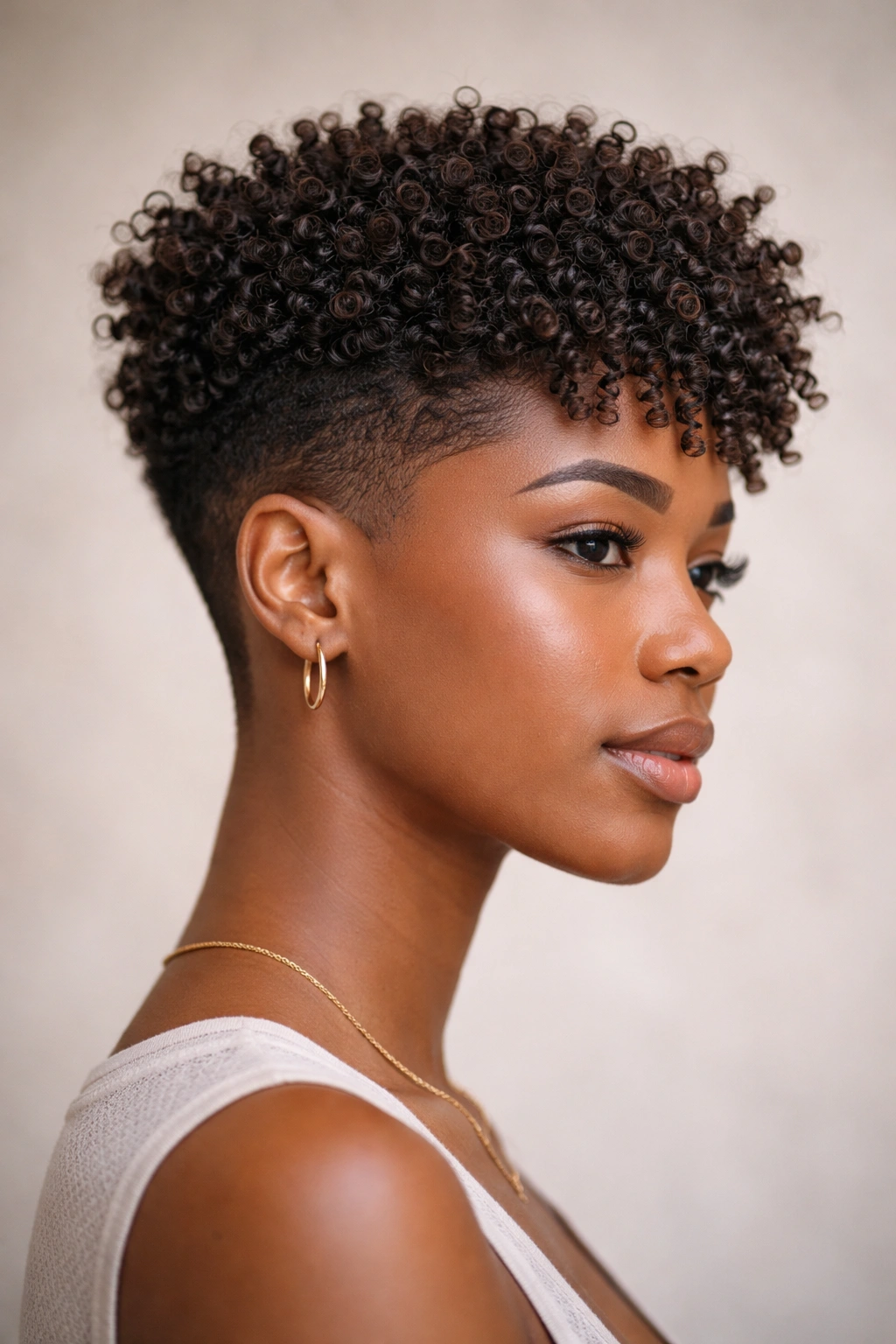 Close-up of 4A-4B curls with a tapered fade and textured top
