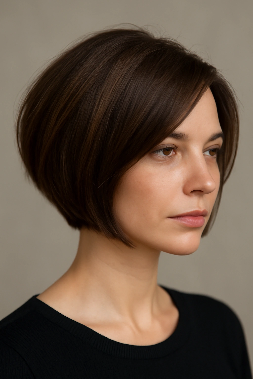 Graduated angled bob with longer front and shorter back