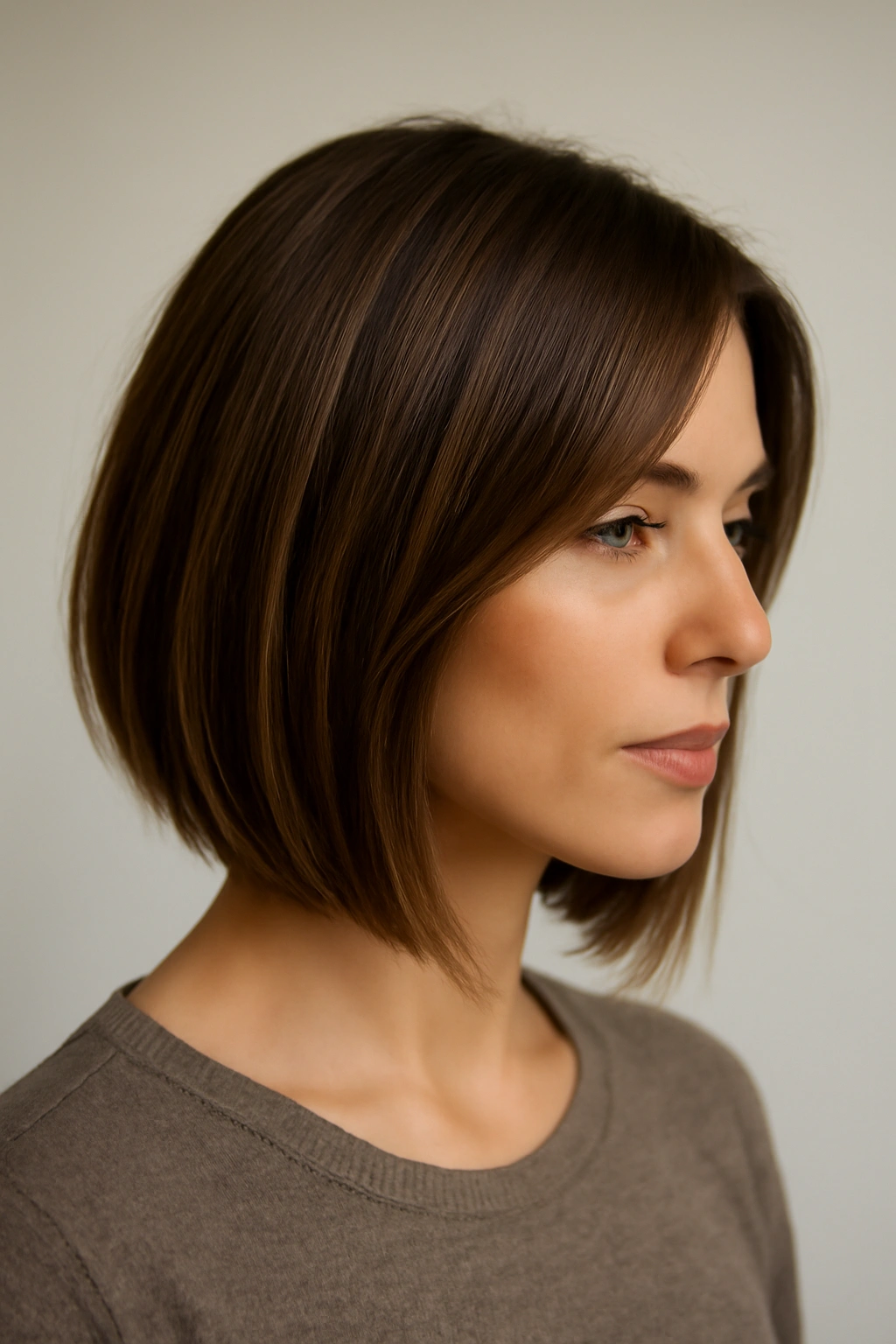 Shoulder-length angled lob with longer front pieces and a sharp angle