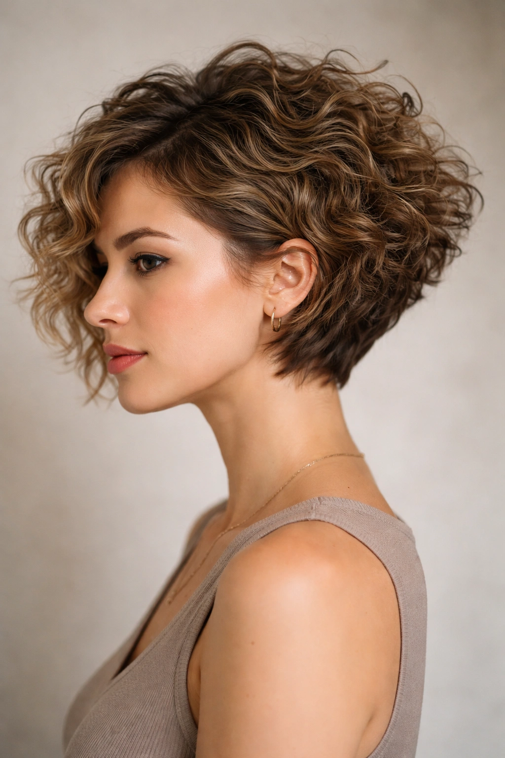 Angled pixie-bob hairstyle with long front and short back