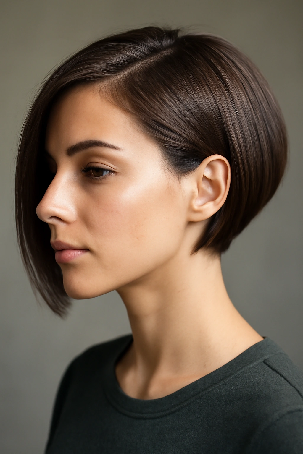 Asymmetrical bob with longer side and diagonal line