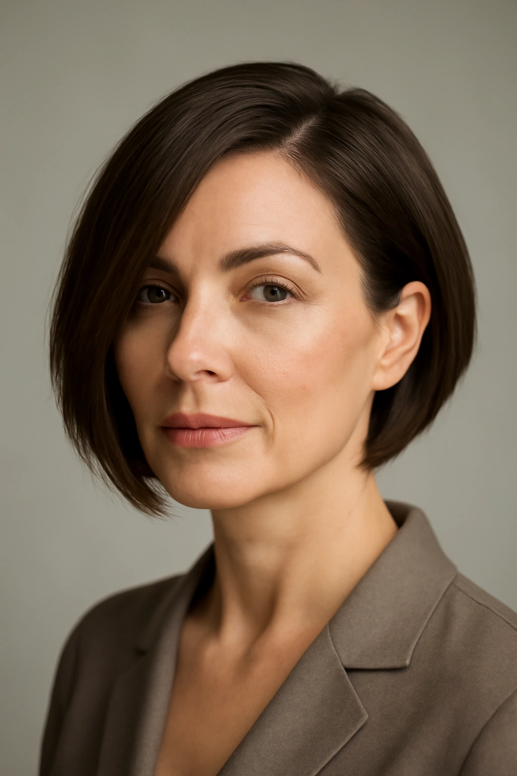 Close-up of Modern Asymmetrical Bob showing longer and shorter sides