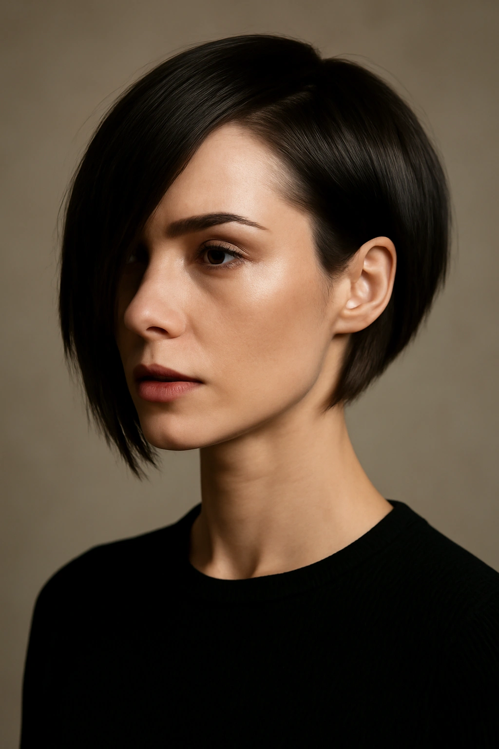 Asymmetrical bob with dramatic length difference between sides.