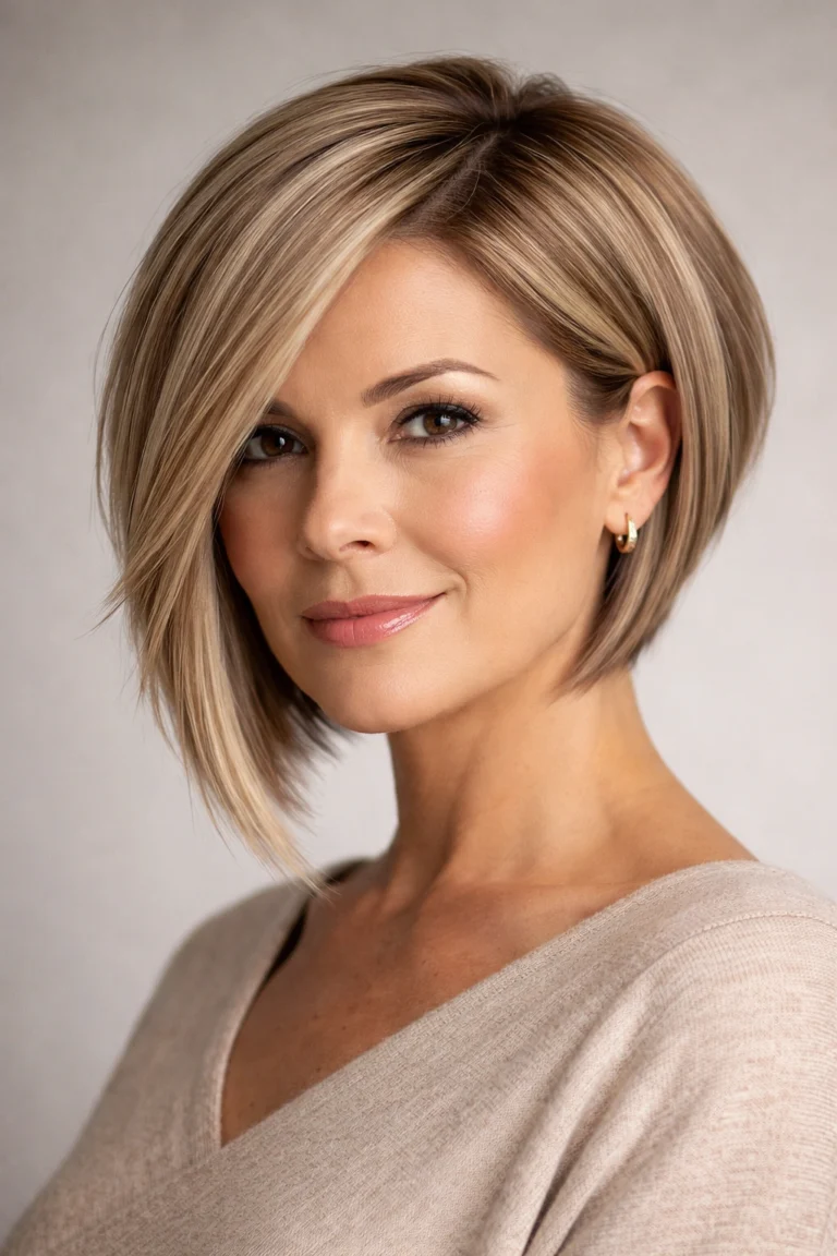 18 Short Hairstyles for Round Faces Over 40