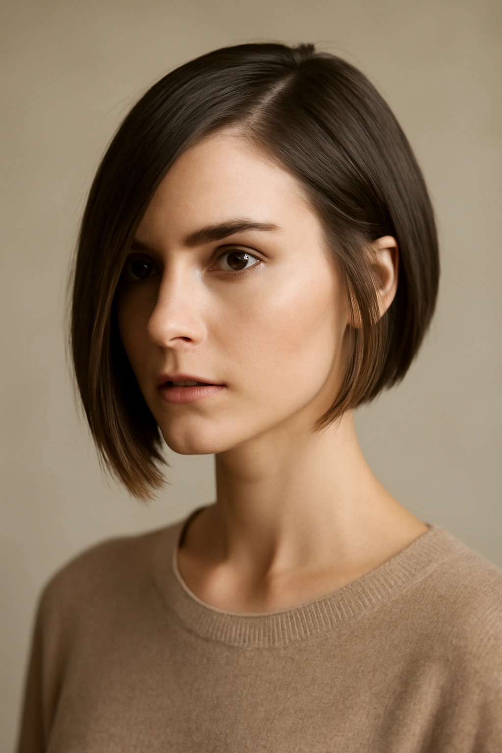 Asymmetrical bob hairstyle with uneven lengths