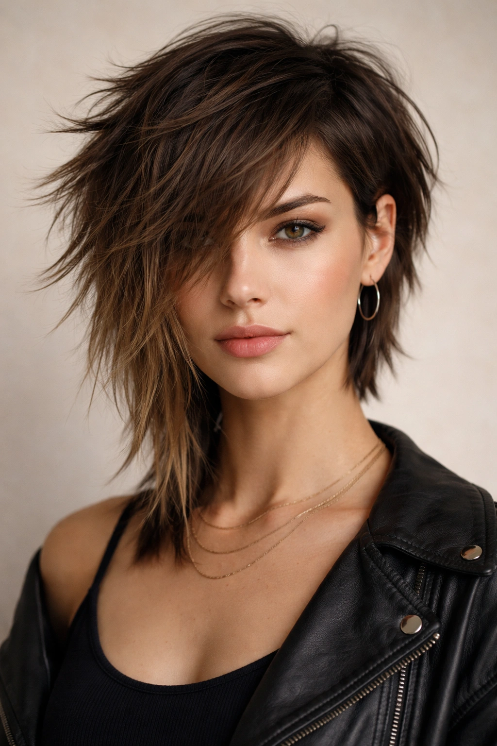 Asymmetrical choppy cut with uneven lengths