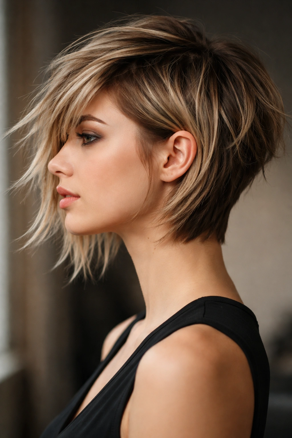 Choppy asymmetrical cut with uneven layers