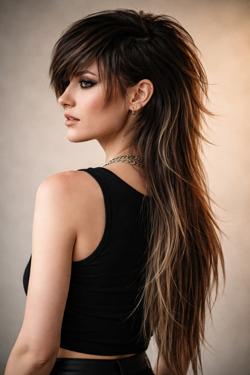 Mullet with pronounced asymmetrical length front and back