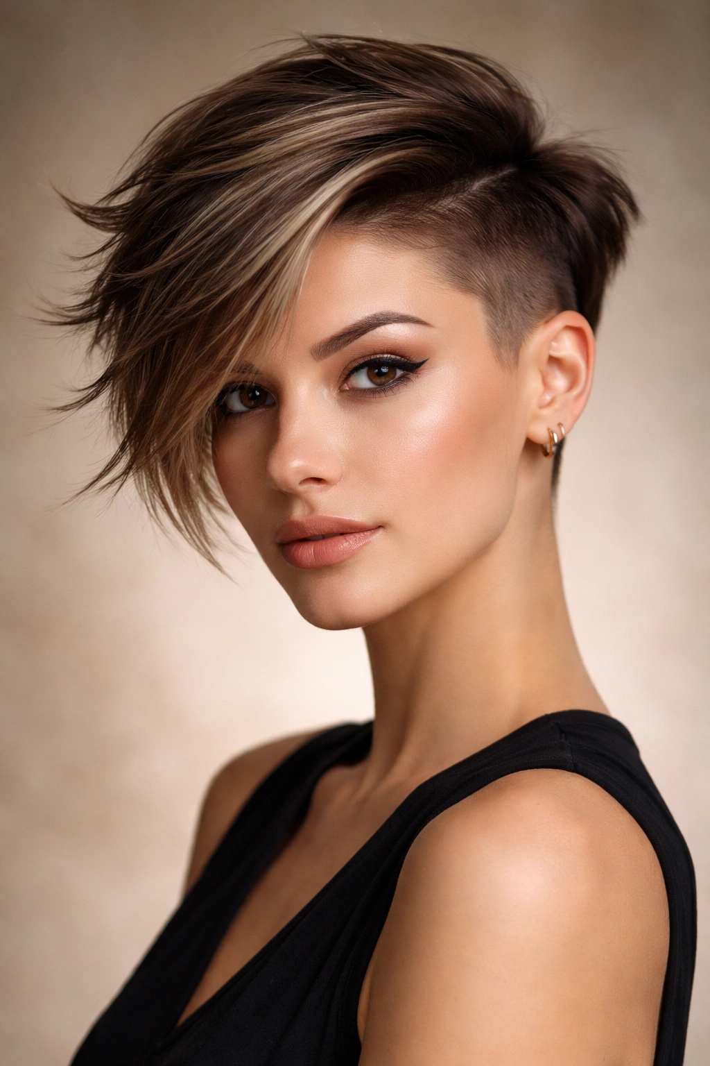 Asymmetrical pixie with uneven lengths and undercut
