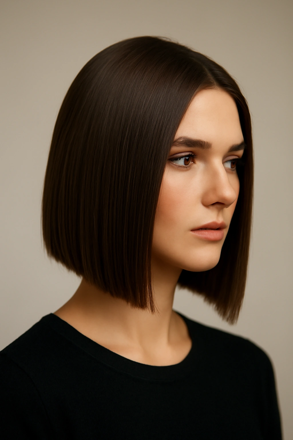 Asymmetrical straight cut with one side longer than the other