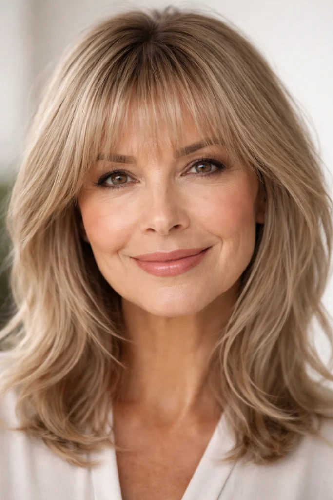 25 Hairstyles for Women Over 50 with Bangs