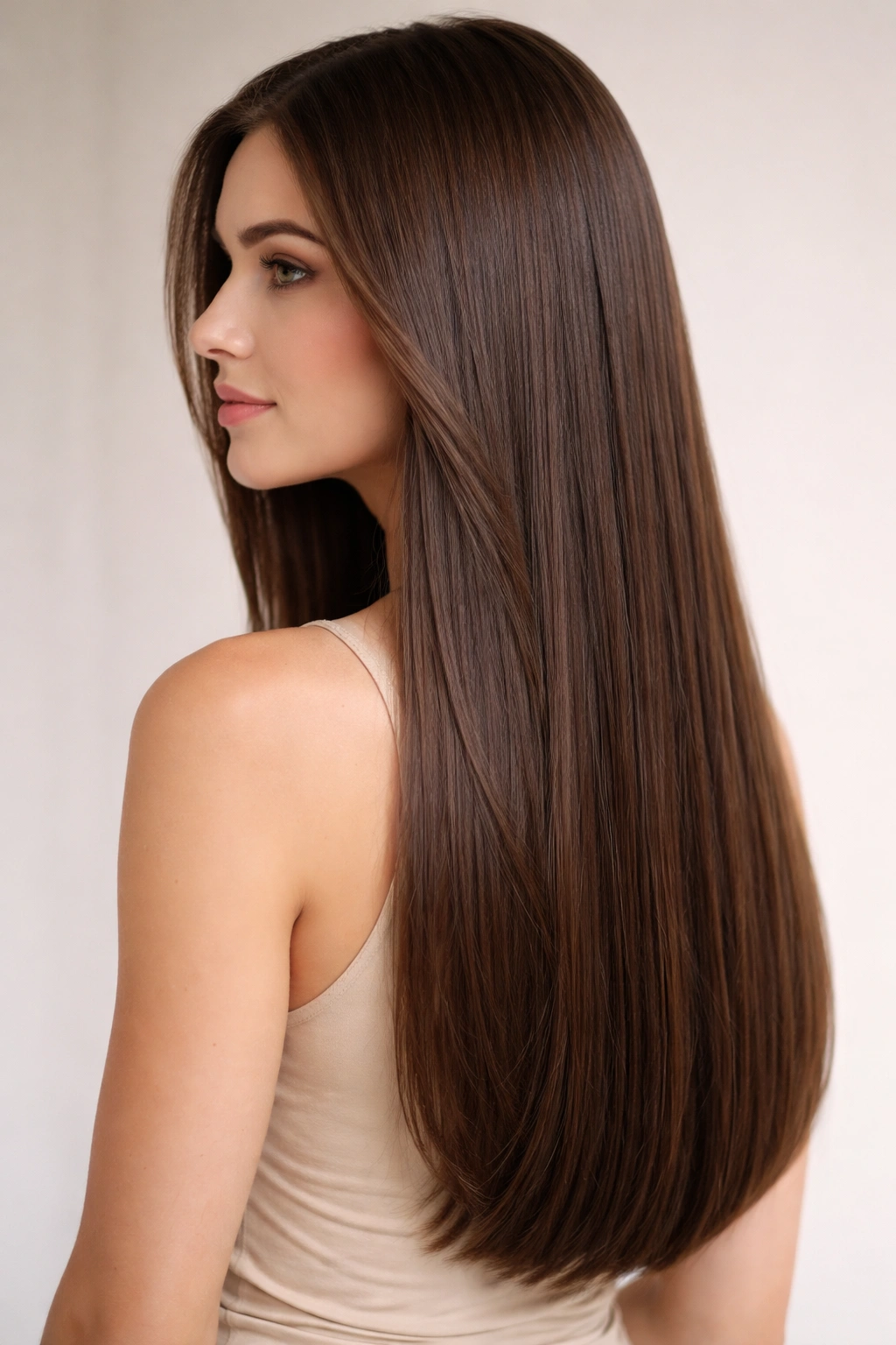 Long hair with barely-there internal layers and blunt ends