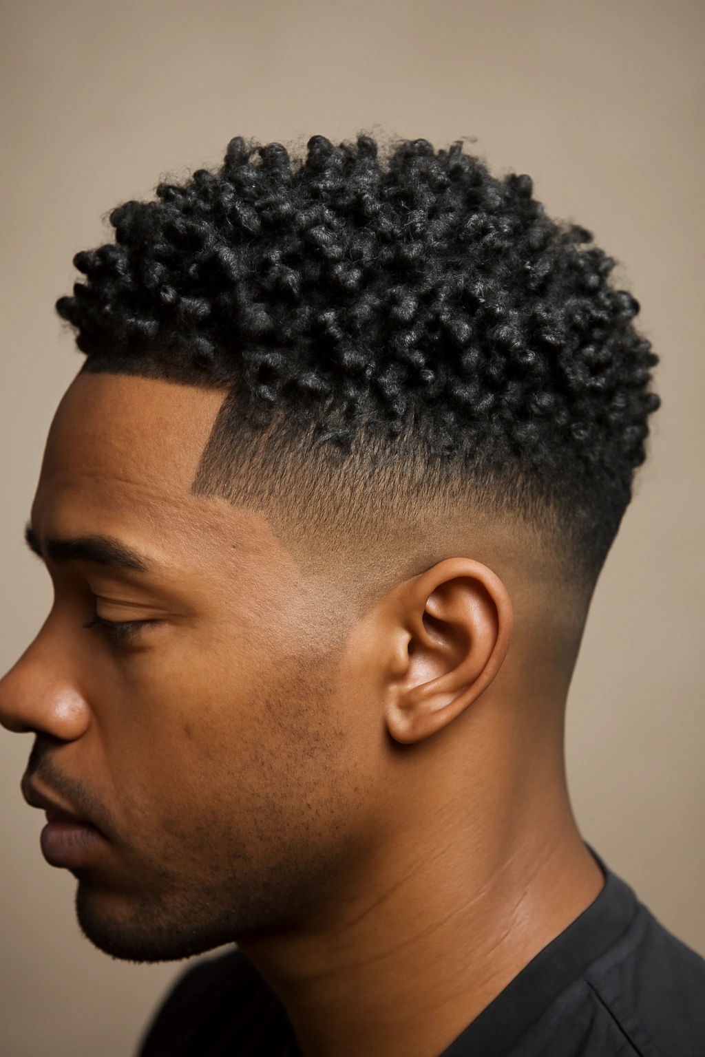 Crown with defined curl clumps on Type 4A coils and blended sides