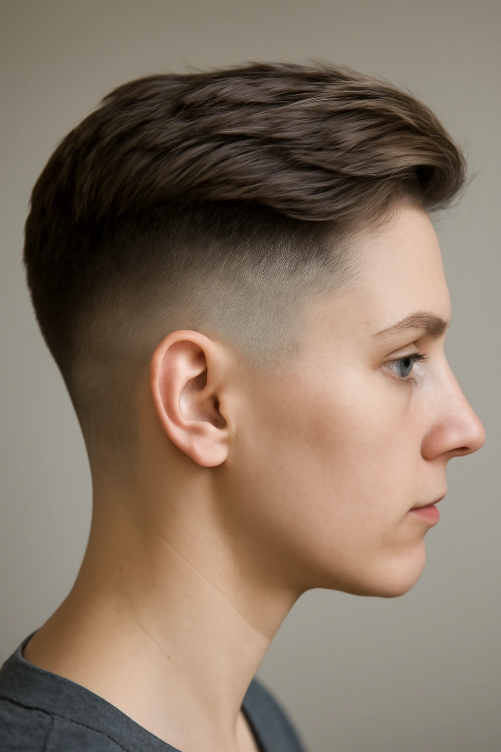 Side view showing a seamless blended undercut with gradient fade
