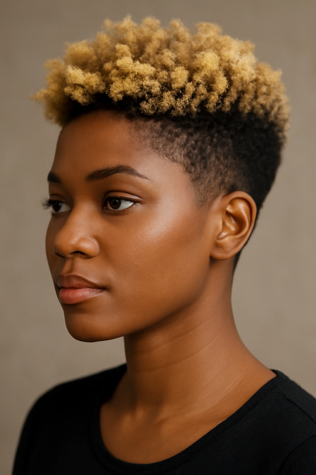 Head with golden blonde fade and dark roots