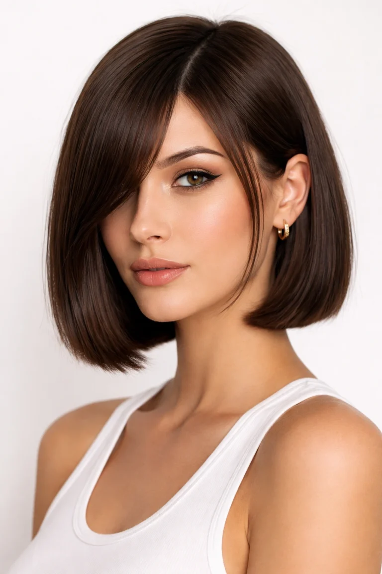 12 Medium Hair Ideas Styled with Long Side Bangs