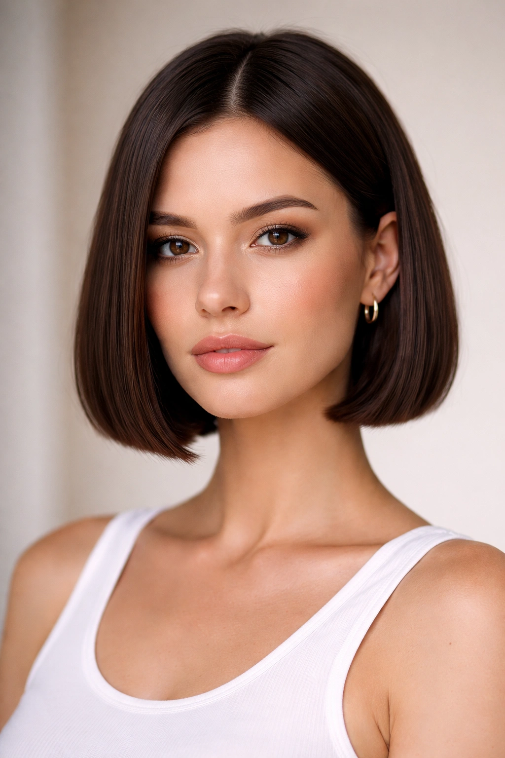 Profile view of a person with a blunt bob and crisp straight edge