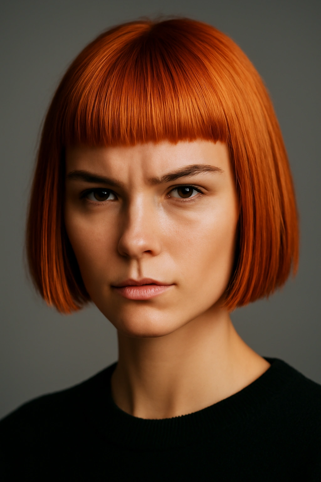 Close-up of a blunt copper crop with a sharp line and vivid color.