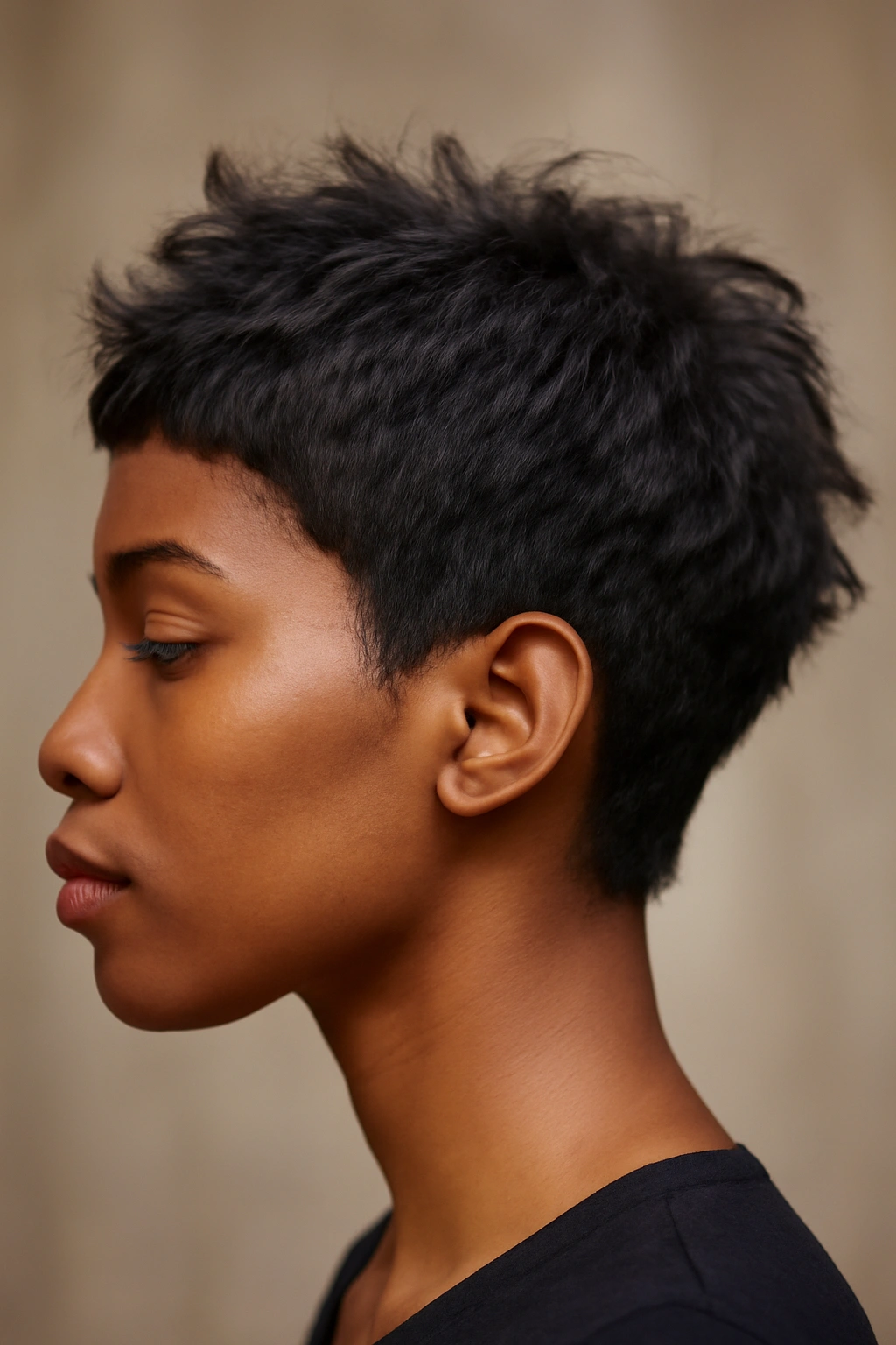 Blunt crop flip with texturized ends