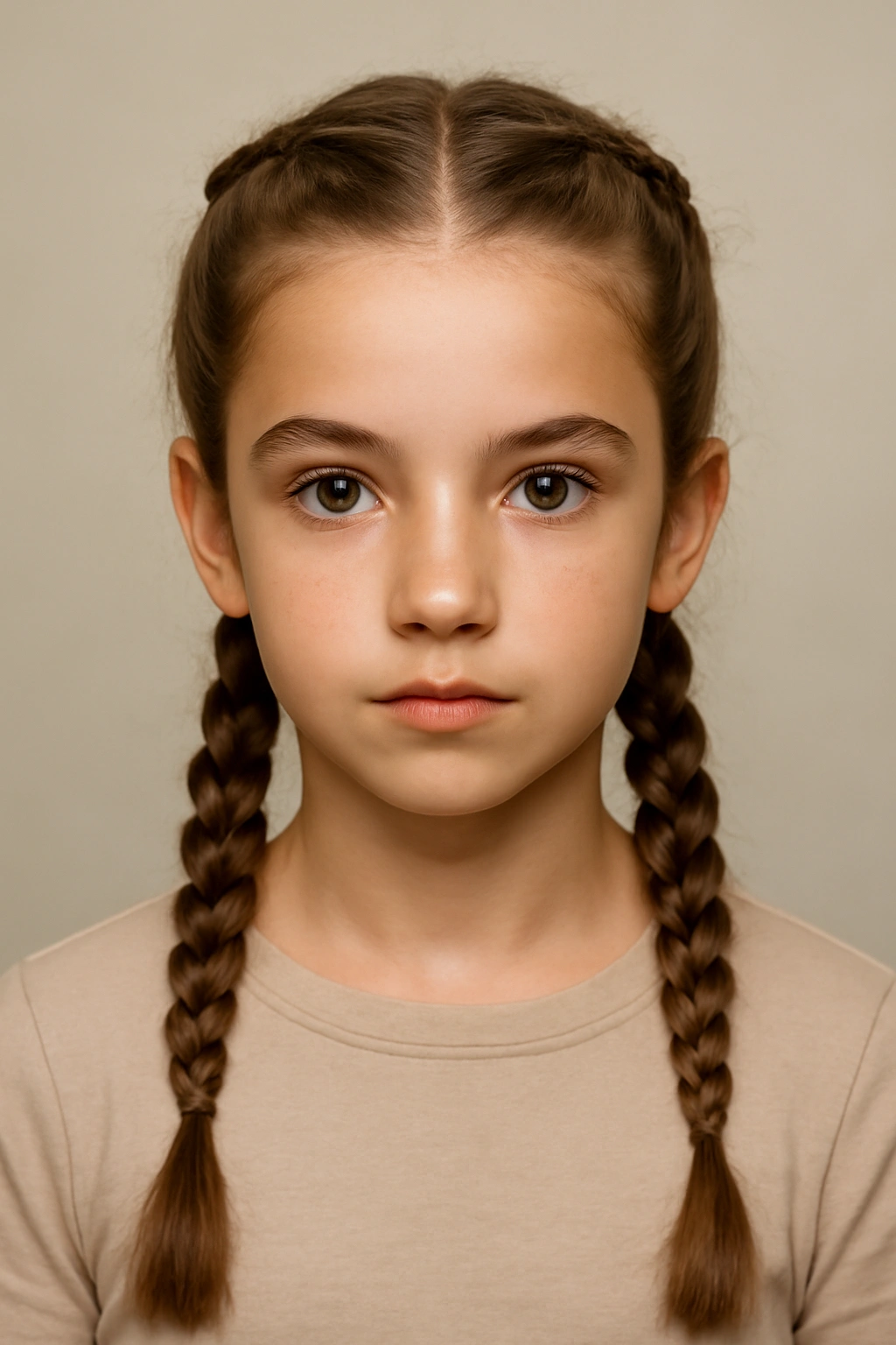Front view of a child with two tight boxer braids