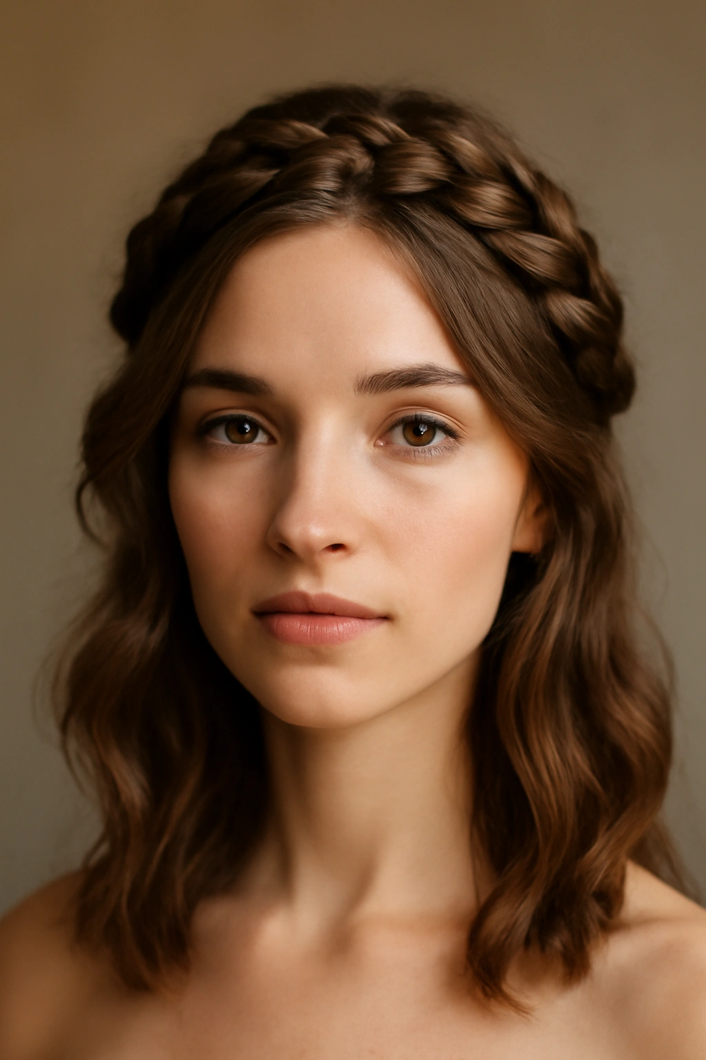 Halo braid encircling the head with soft waves underneath
