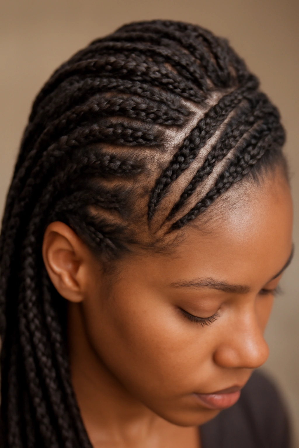 Braided locs close-up showing intricate braiding textures