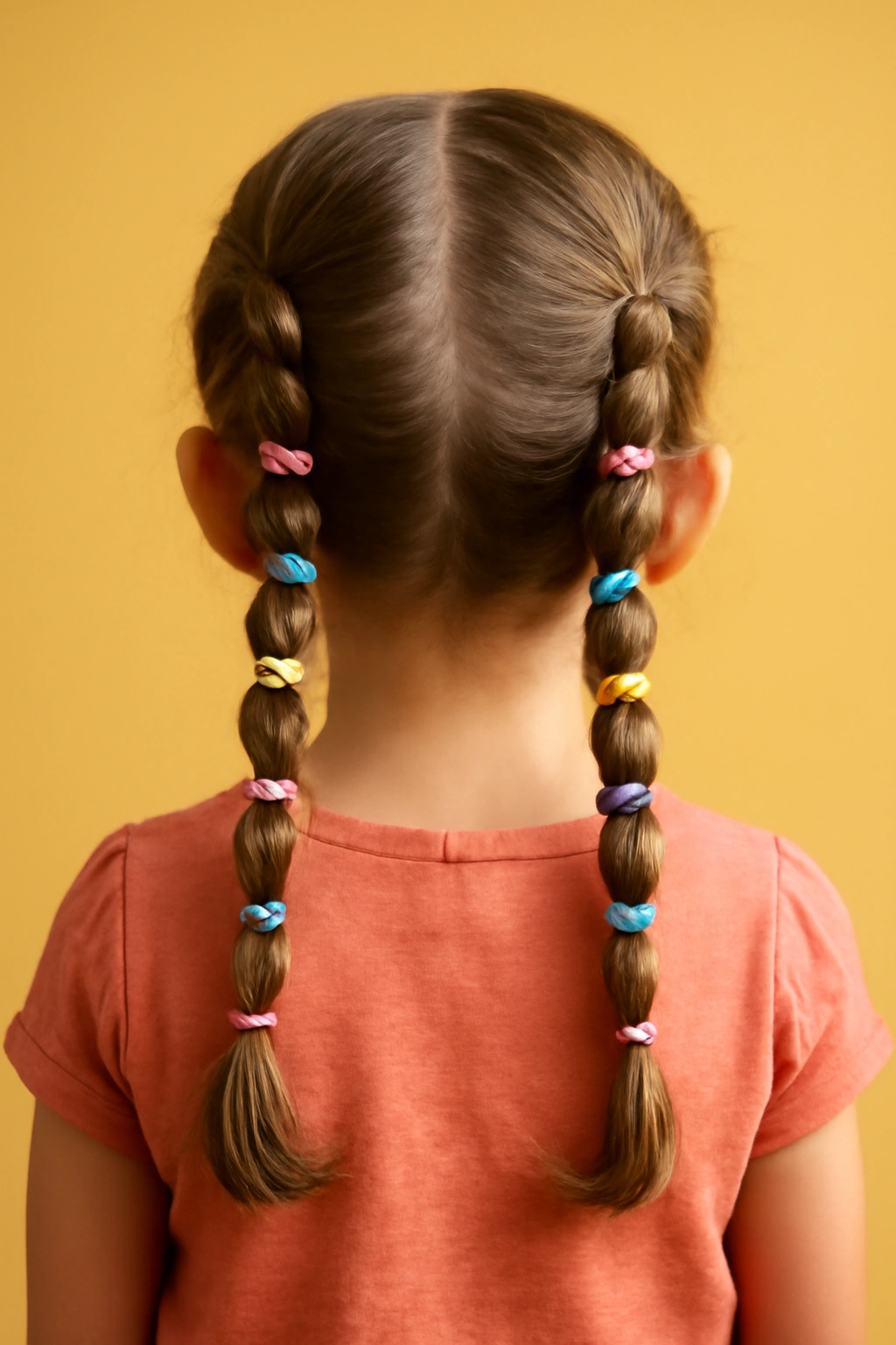Two braided pigtails with elastic spiral segments along the length