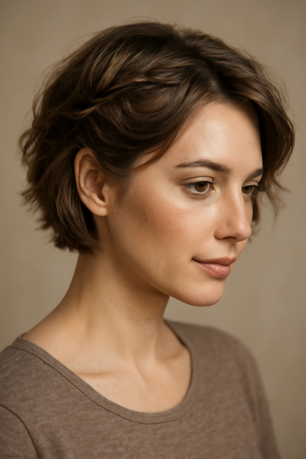 Side-swept decorative braid on short hair