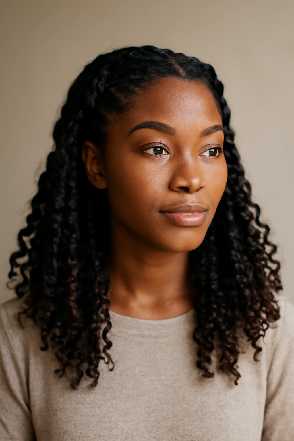Braids with curly ends hairstyle featuring loose braids and curls
