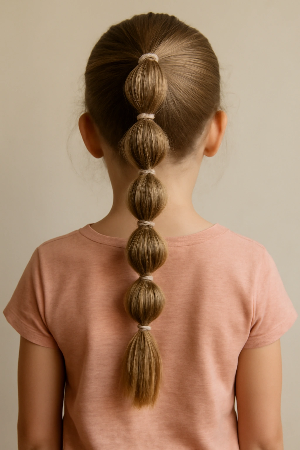 Back view of a child with a bubble braid along the back of the head