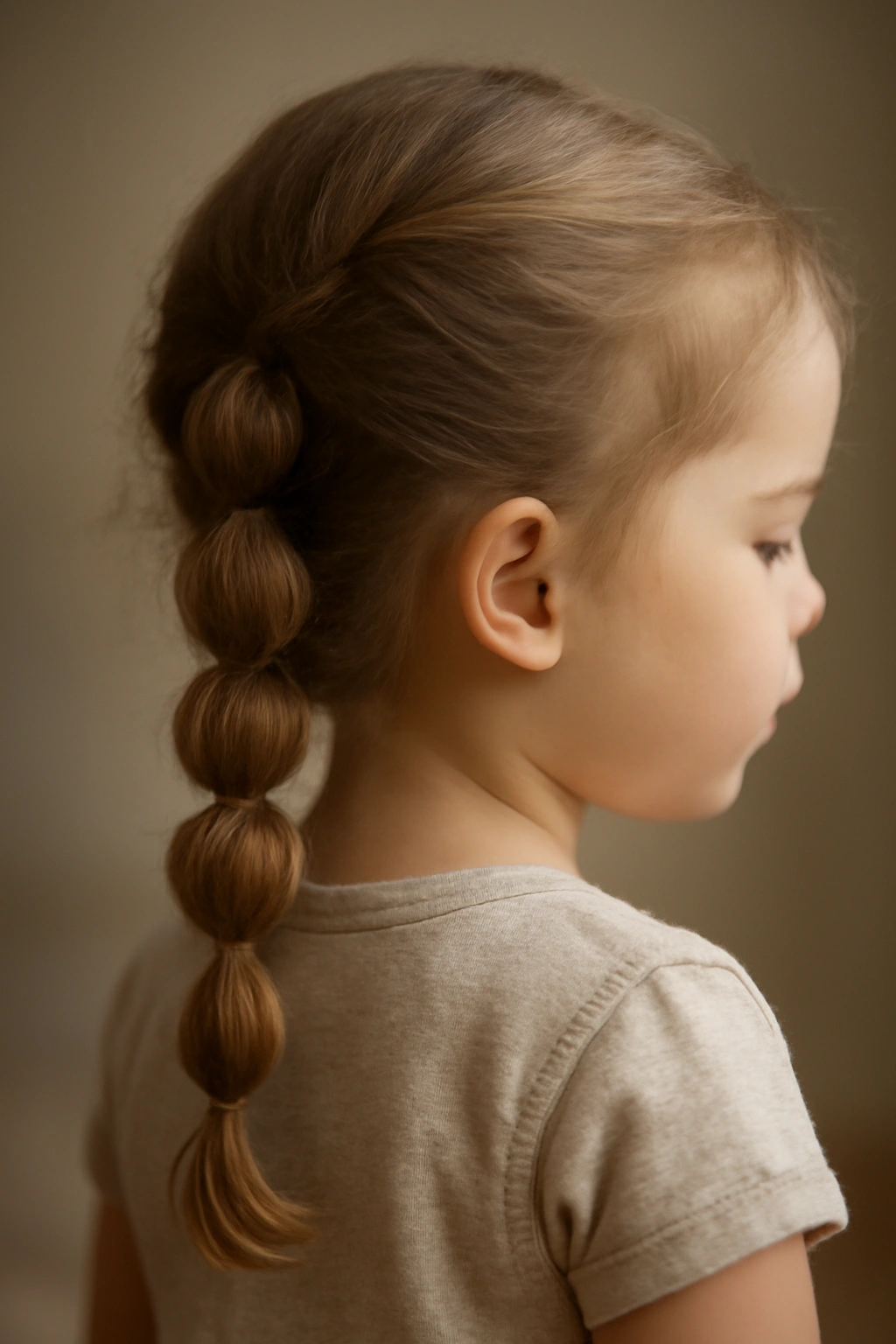 Toddler bubble braid with fluffy, loose sections.