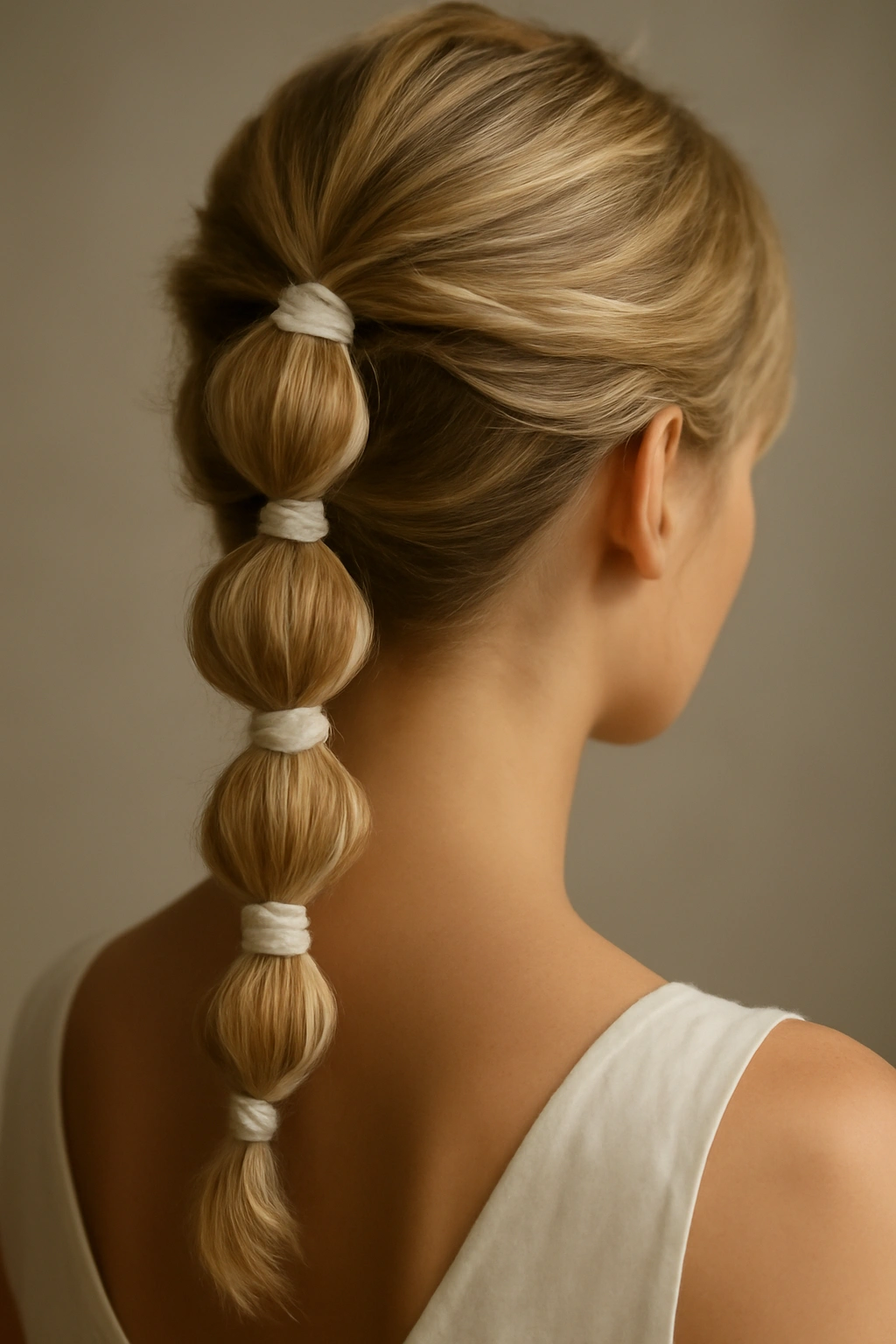 Bubble braid along the back of the head with delicate wrapping