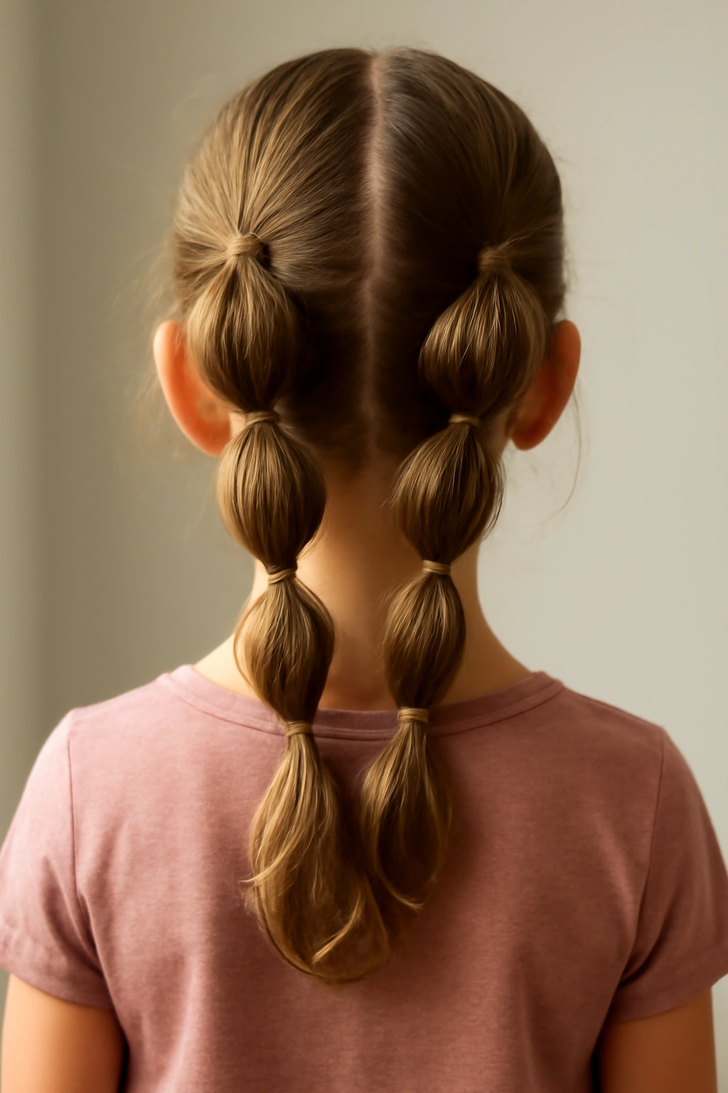 Back view of a child's head with bubble braids running down the back