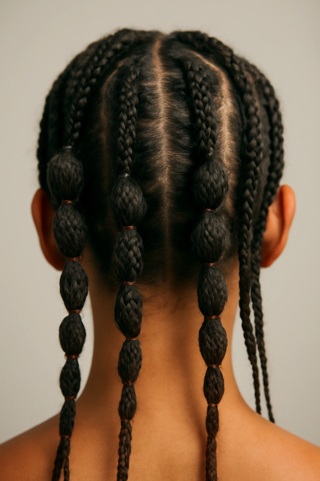 Micro braids with bubble sections created by elastics.