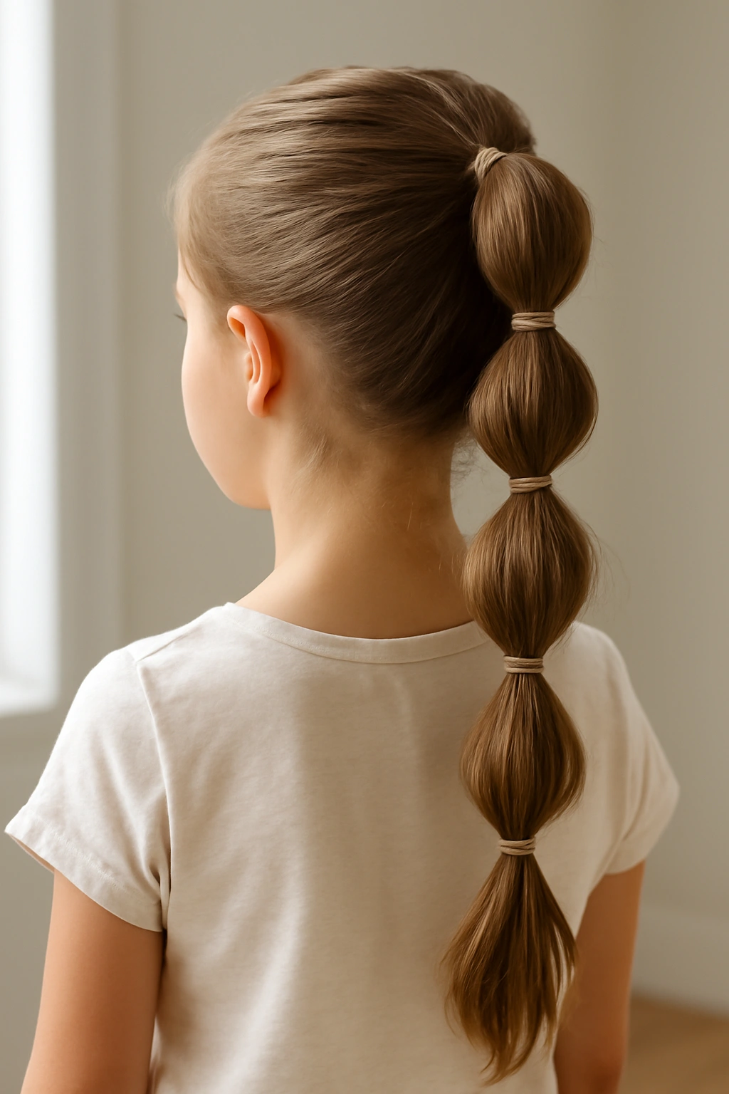 Ponytail segmented into bubble sections along its length