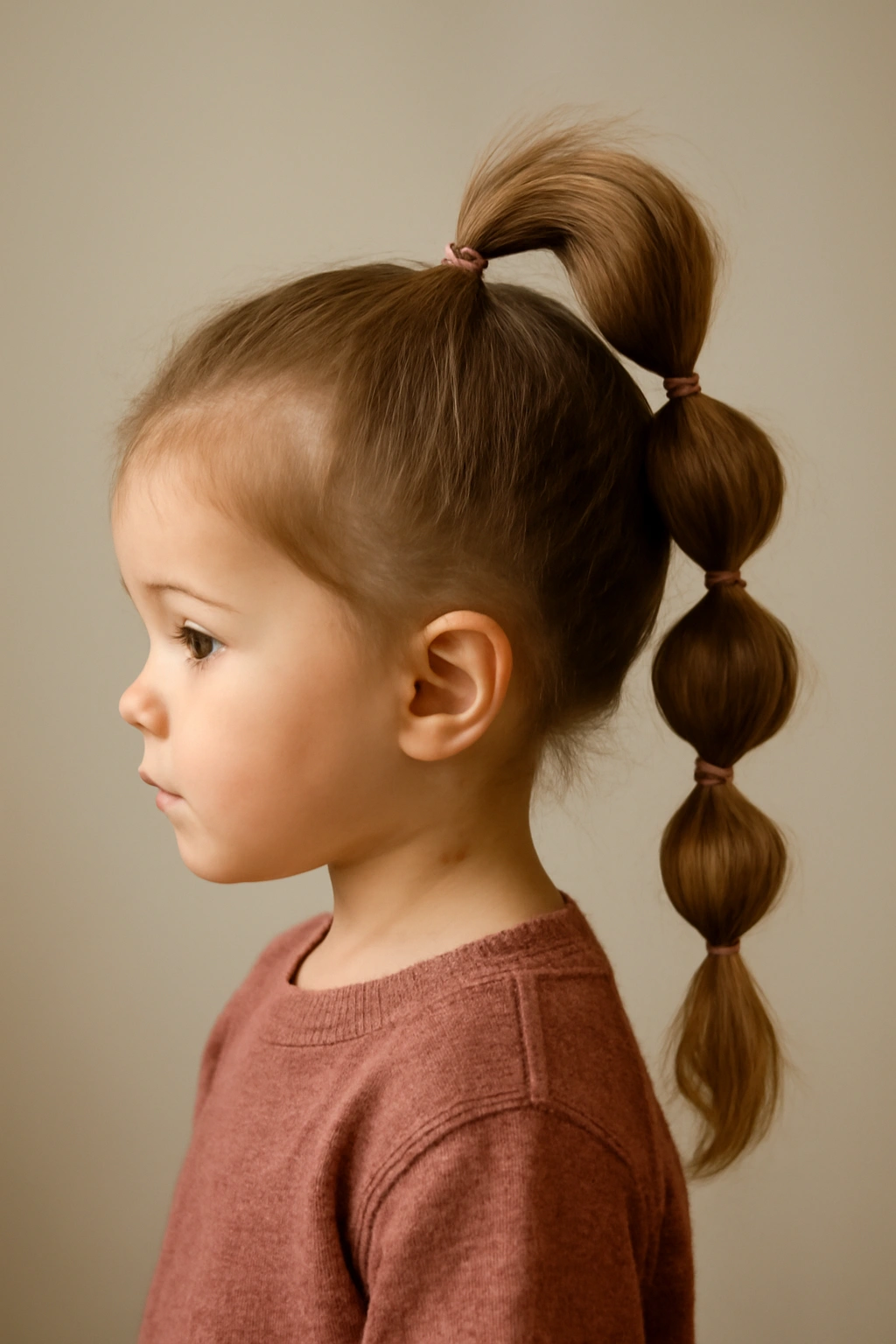 Bubble ponytail with multiple bubble sections on toddler