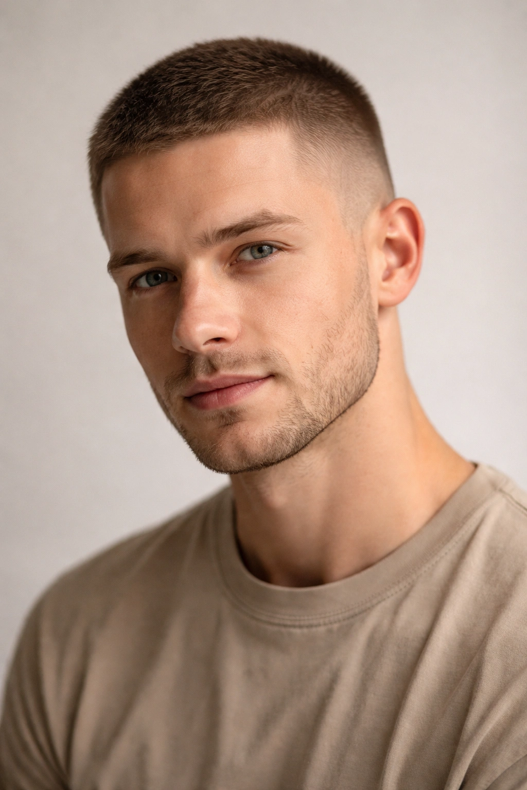 Close crop buzz cut with slight top length