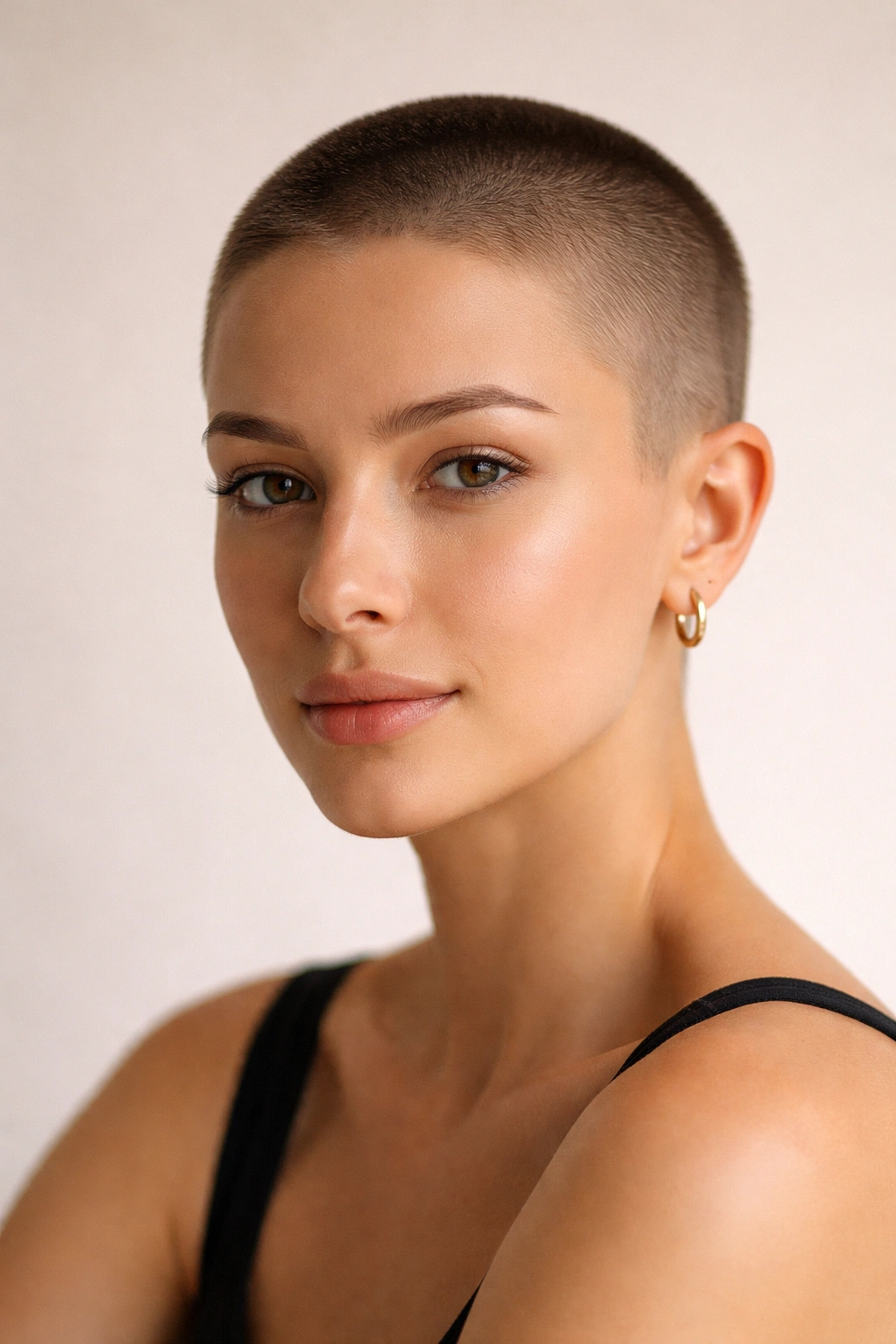 Close-up of a buzz cut with uniform short length