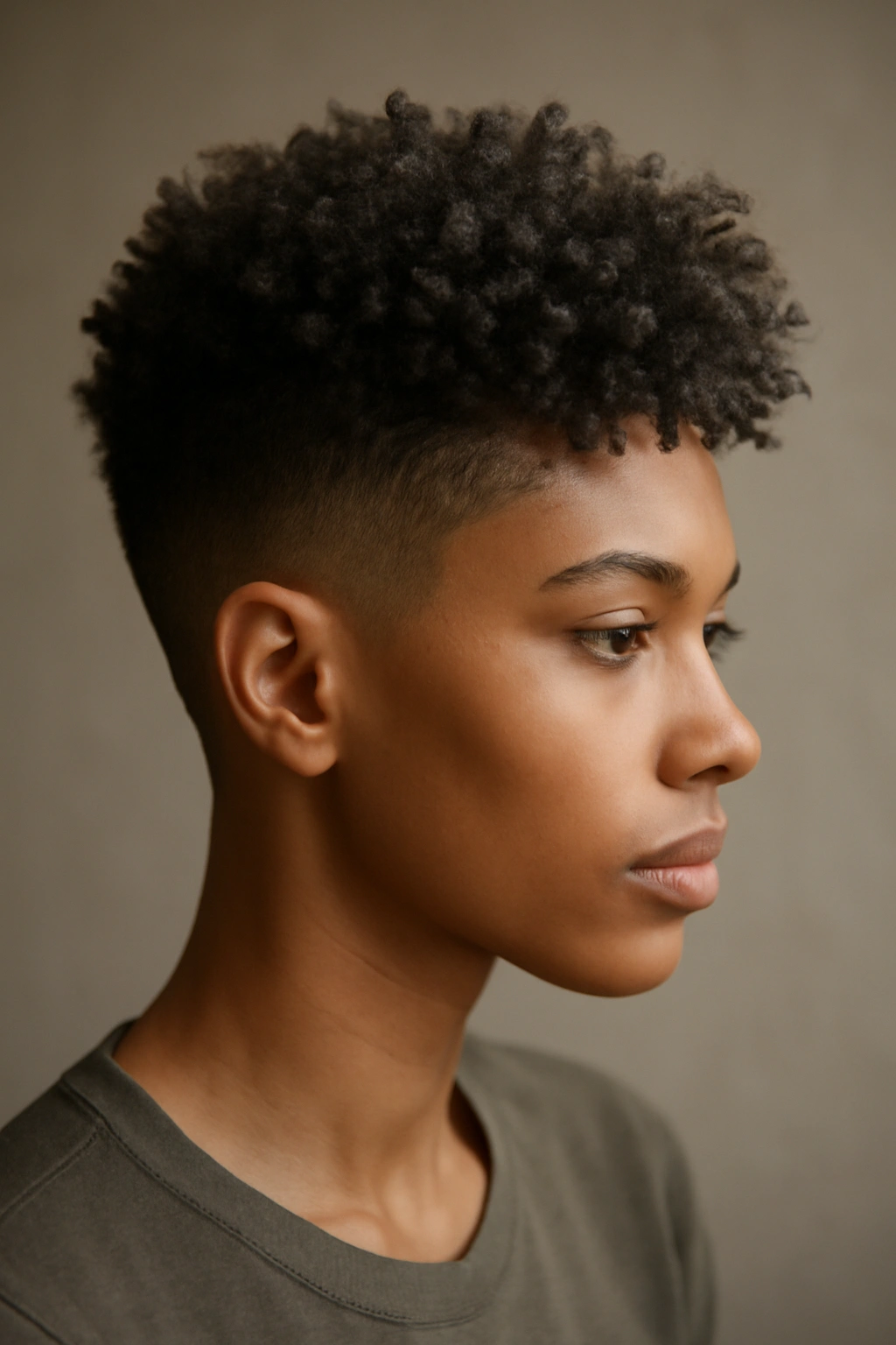 Person with ultra-short buzzed sides and full textured crown.