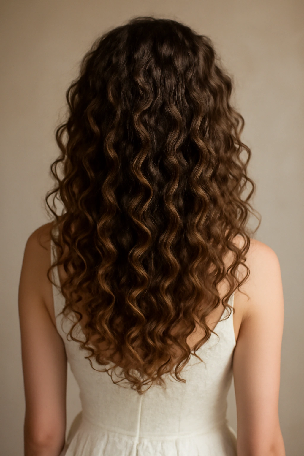 Cascading curls flowing over shoulders on naturally curly hair