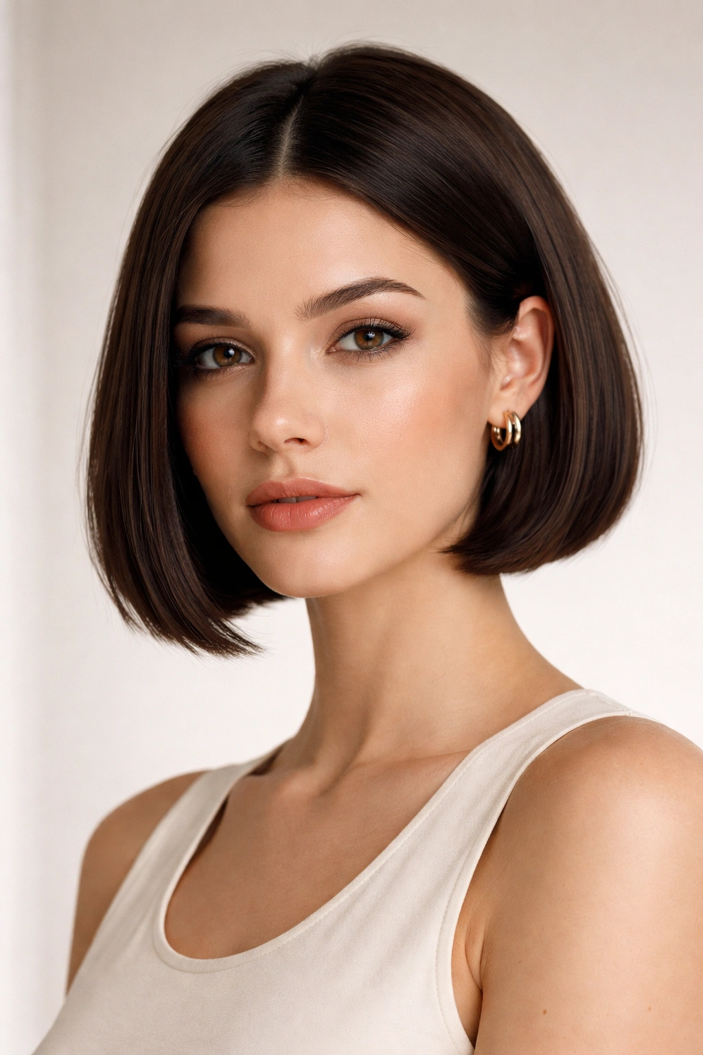 Portrait of a person with a chic bob at jawline length