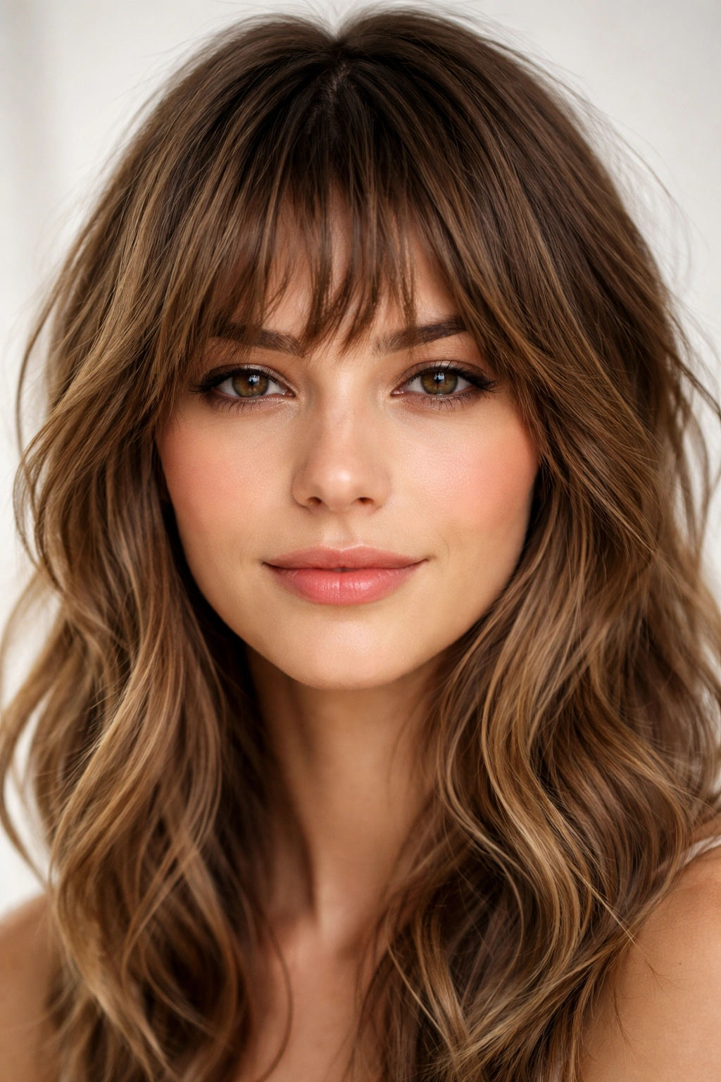Forehead with choppy bangs showing varied-length textured fringe