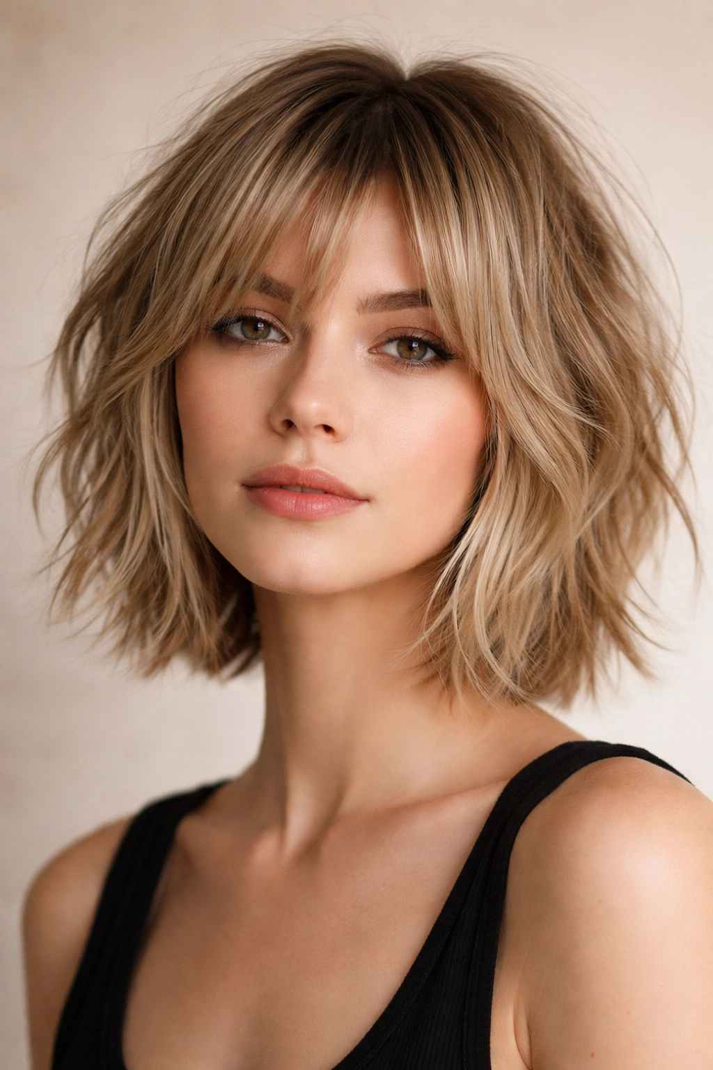 The Choppy Textured Bob Shag featuring razor-cut layers for edgy texture