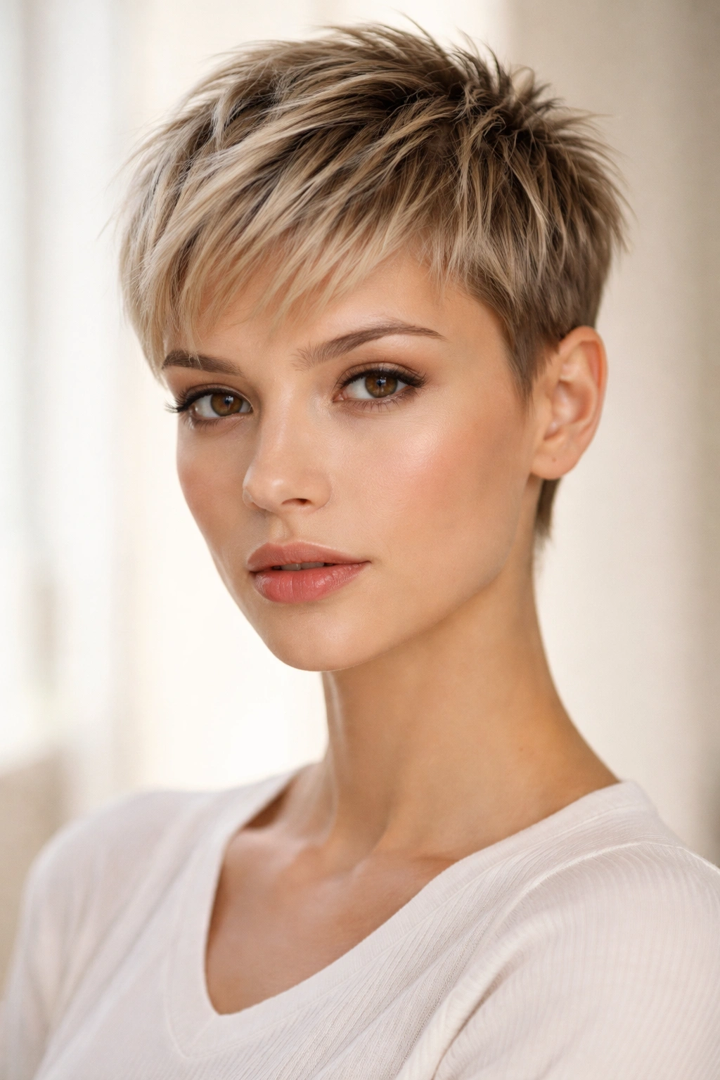 Close-up of The Chic Choppy Crop showing uneven layered texture