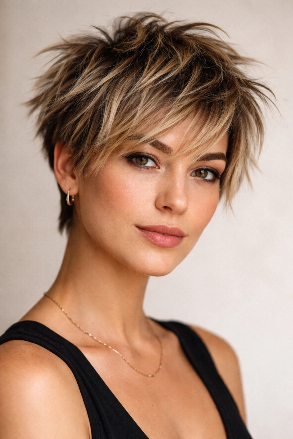 Head-and-shoulders view of a Choppy Crop with jagged layers and short sides