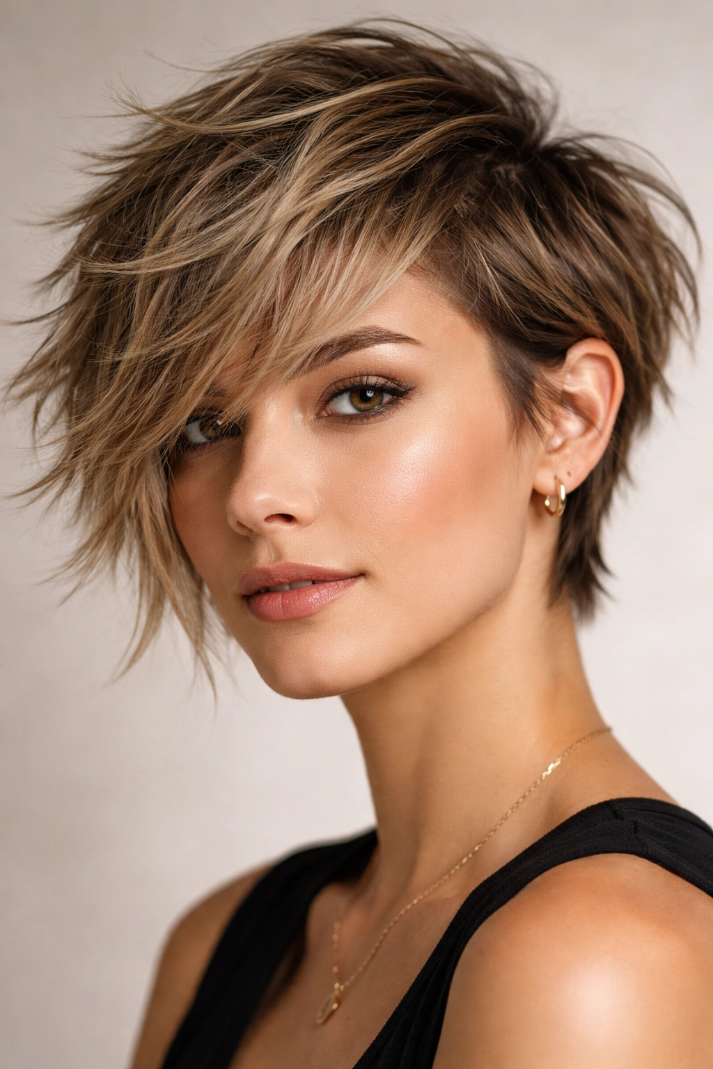 Choppy layered asymmetrical cut with dense short sides