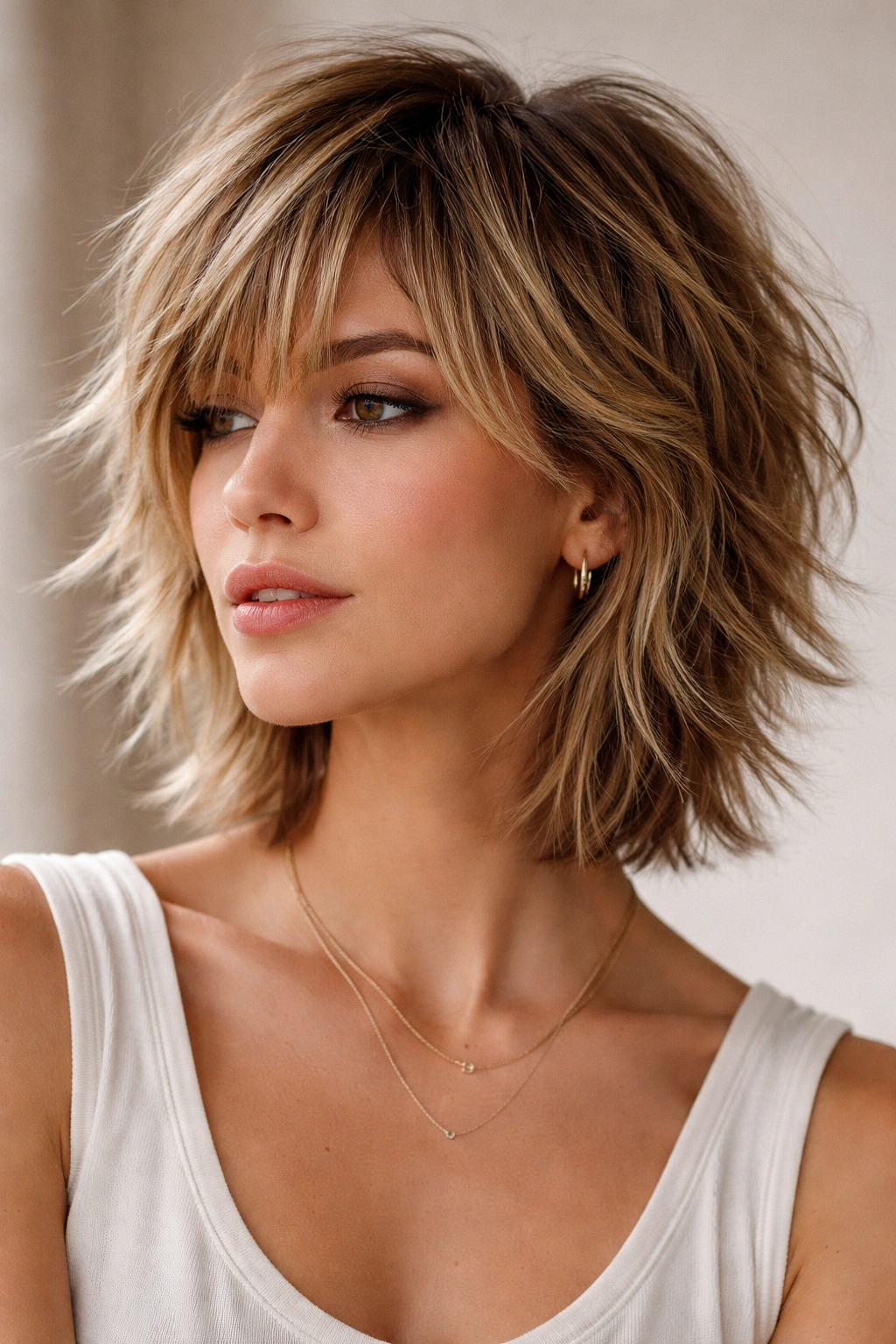 Head-and-shoulders portrait displaying jagged choppy layers