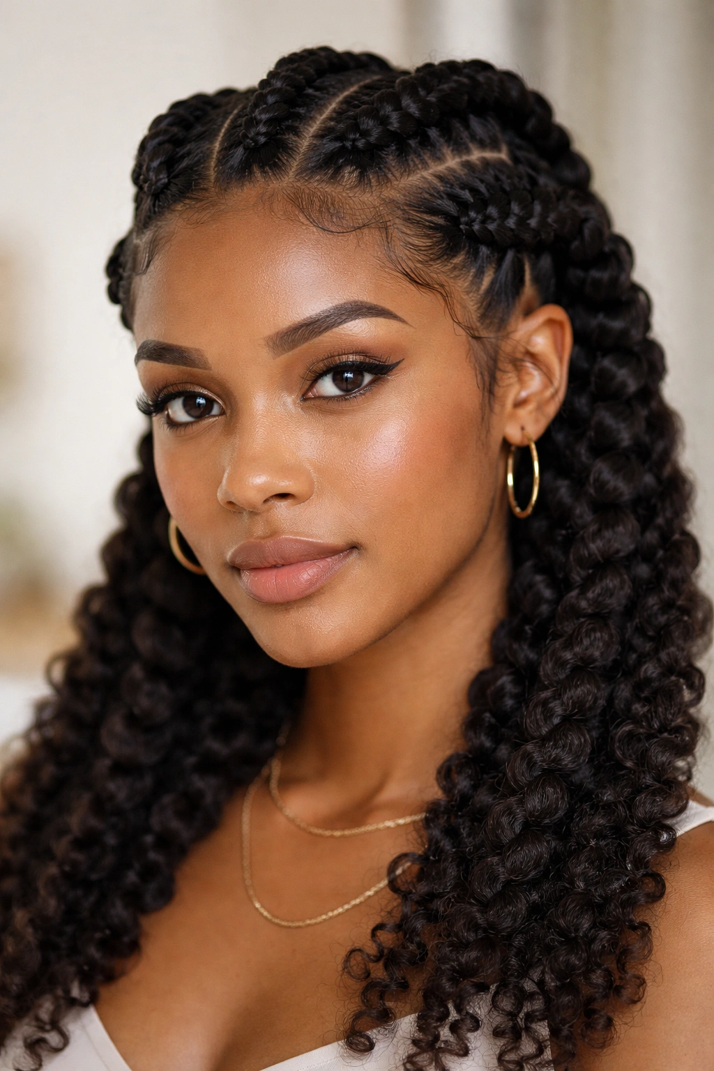 Face-on view of chunky braids highlighting bold plaits