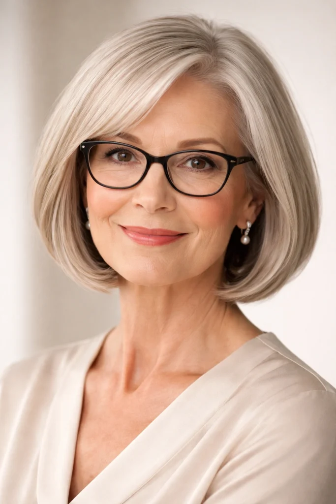 25 Hairstyles for Women Over 60 with Glasses
