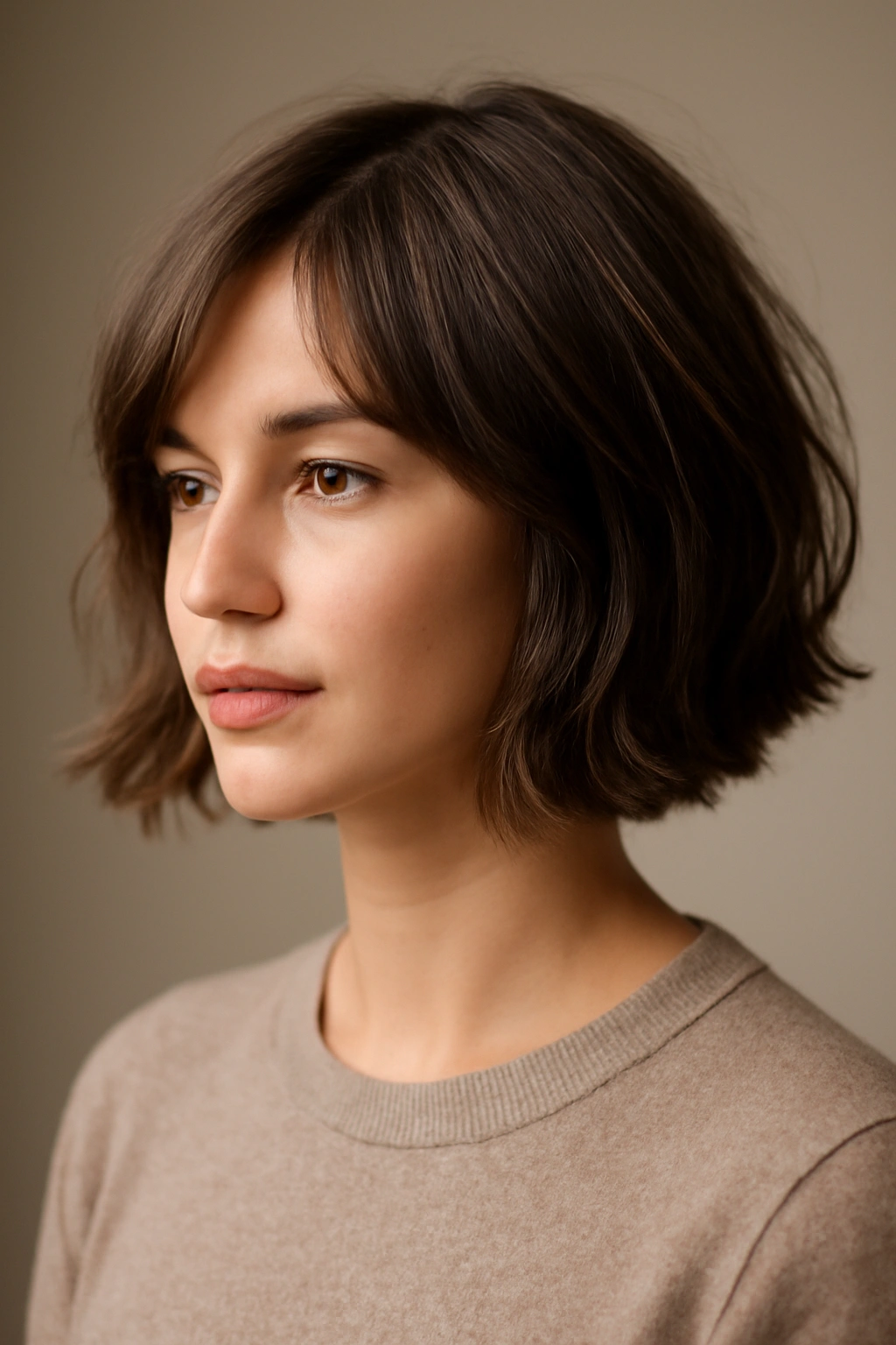 Classic bob with soft layers shown in a mid-length cut with gentle waves